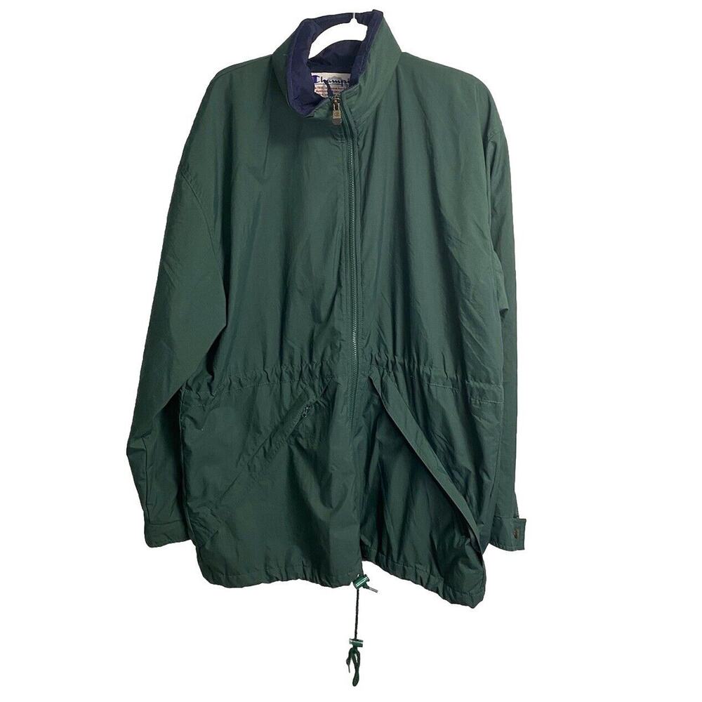 Vintage Champion Men’s Full Zip Windbreaker Jacket Packable Collar Green Large